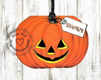 Halloween Jack O Lantern Pumpkin Gift or Scrapbook Tags #156