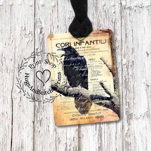 Black Crow Raven Gift or Scrapbook Tags or Magnet #78