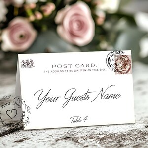 Wedding Place Cards Vintage Style British England London Postcard Tent Style Place Cards or Table Place Cards #529