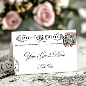 Wedding Place Cards Vintage British England London Postcard Tent Style Place Cards or Table Place Cards #369
