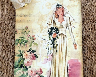 Retro Vintage Style Bride Wedding Favor gift or Scrapbook Tags or Magnet #338