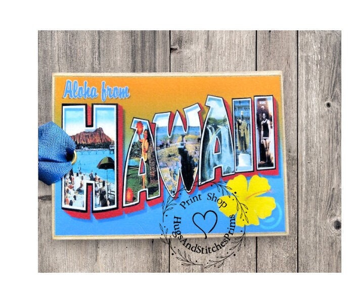 Greetings From Hawaii Large Letter Souvenir Postcard Gift or Scrapbook Tags or Magnet #G 10