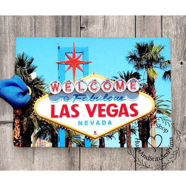 Welcome To Fabulous Las Vegas Vintage Sign Souvenir Postcard Gift or Scrapbook Tags or Magnet #G 30