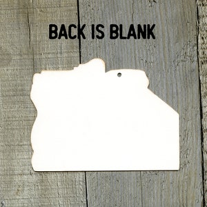 May include: A flat, white, irregularly shaped cutout with a small circular hole near the top edge. The surface is smooth and solid white. Above the cutout, the text "BACK IS BLANK" is printed in bold, black, sans-serif capital letters.