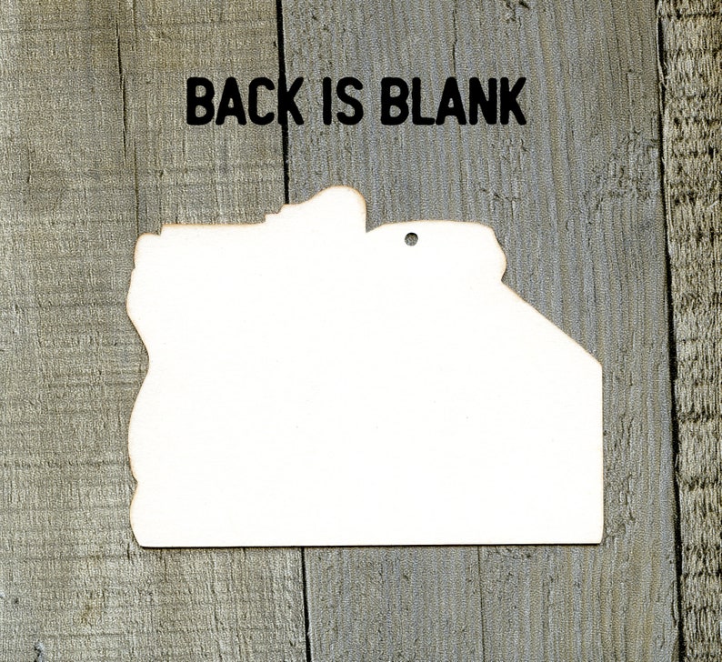May include: A flat, white, irregularly shaped cutout with a small circular hole near the top edge. The surface is smooth and solid white. Above the cutout, the text "BACK IS BLANK" is printed in bold, black, sans-serif capital letters.