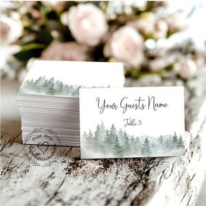 Wedding Place Cards Rustic Woodsy Mountain Pine Flat Table Place Cards Seating Cards or Tags #124