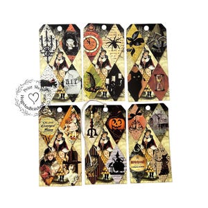 Altered Tiled Halloween Mixed Gift or Scrapbook Tags #T 7
