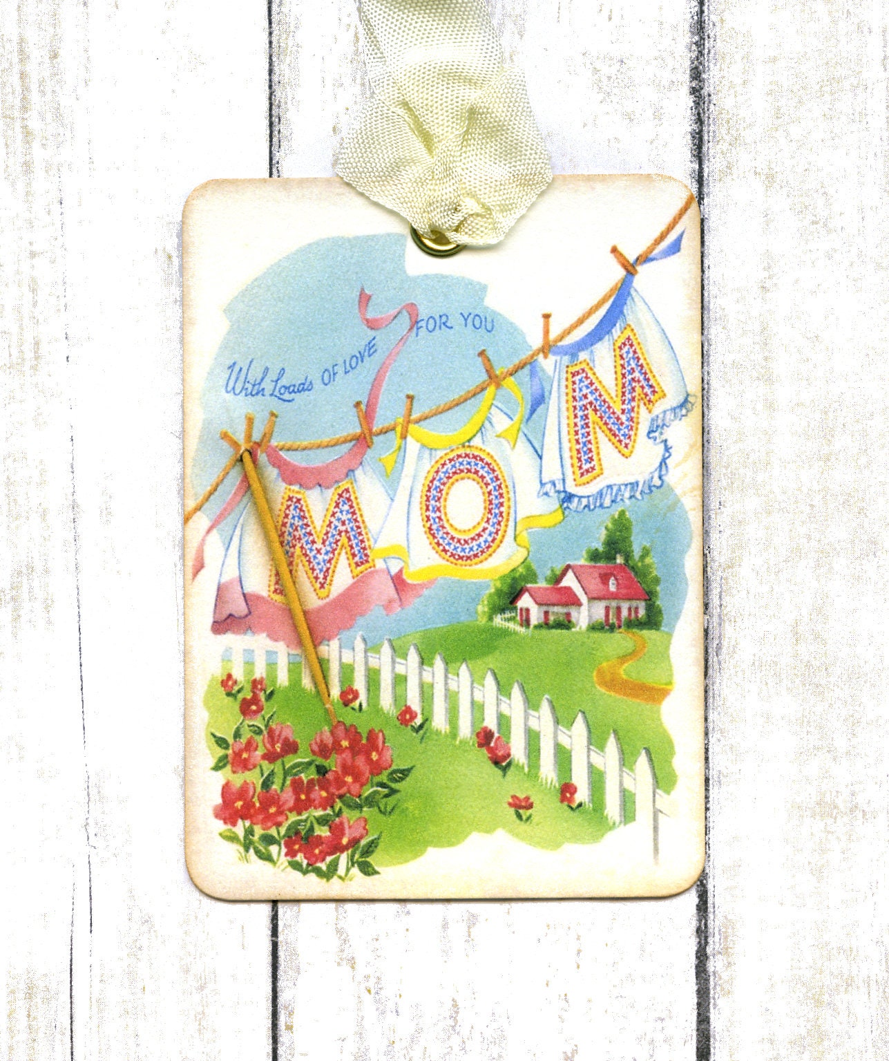 Hang Tags  RETRO MOTHER RED GERANIUM TAGS or MAGNET #667  Gift Tags 