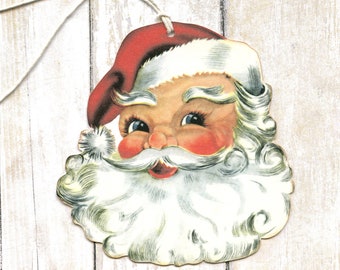 Retro Santa Claus Head Christmas Gift or Scrapbook Tags #234