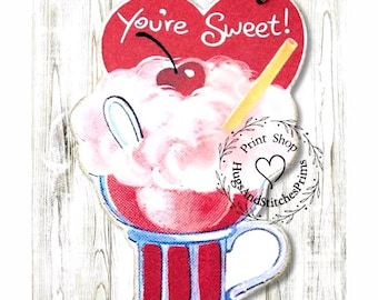 You're Sweet Ice Cream Treat Valentine Gift or Scrapbook Tags #289