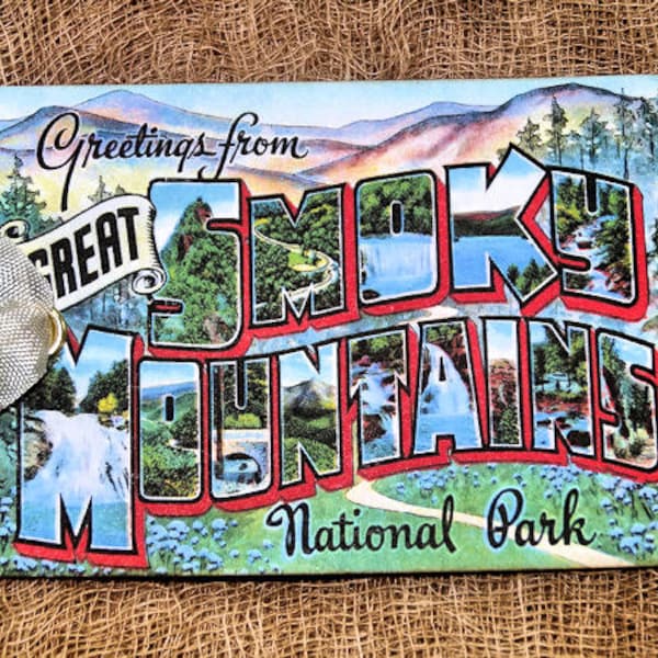 Greetings From Great Smoky Mountains Large Letter Souvenir Postcard Gift or Scrapbook Tags or Magnet #G 4