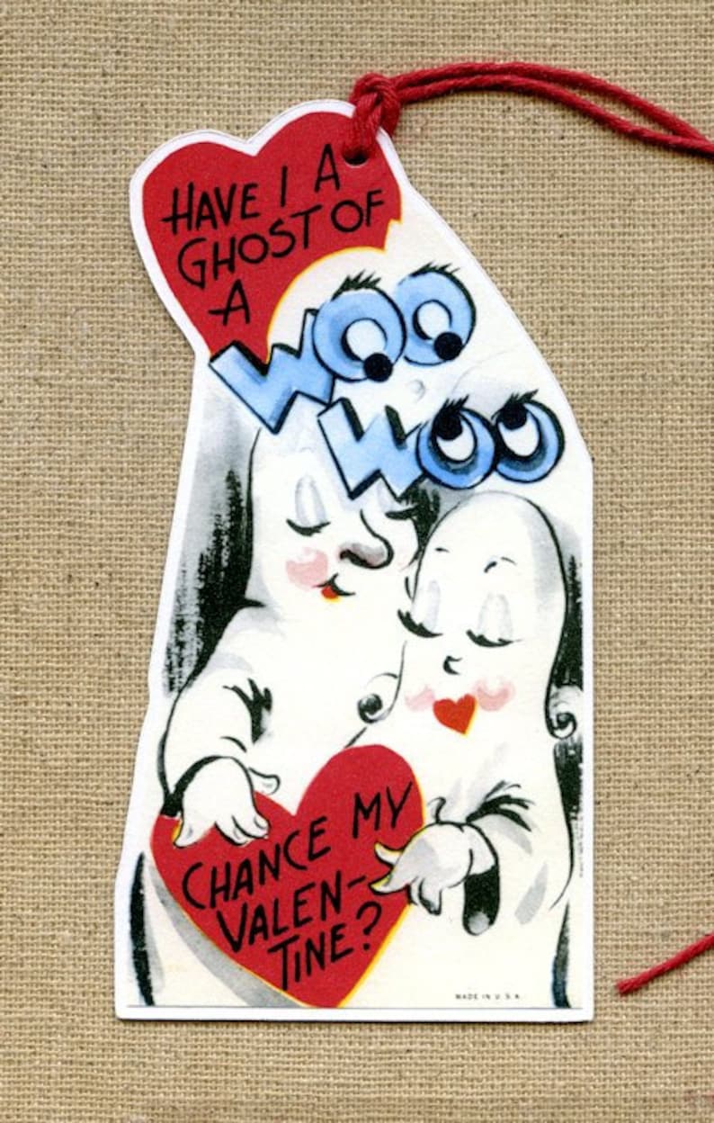 Retro Have I A Ghost Of A Chance Valentines Day Gift or Scrapbook Tags #534