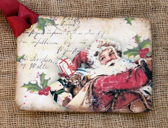 Hang Tags SANTA SLEIGH CHRISTMAS TAGS or MAGNET #346 Gift Tags