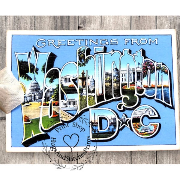 Greetings From Washington DC Large Letter Souvenir Postcard Gift or Scrapbook Tags or Magnet #G 27