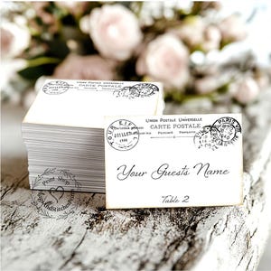 Wedding Place Cards Vintage Style French Postmark Postcard Flat Table Place Cards Seating Cards or Tags #615