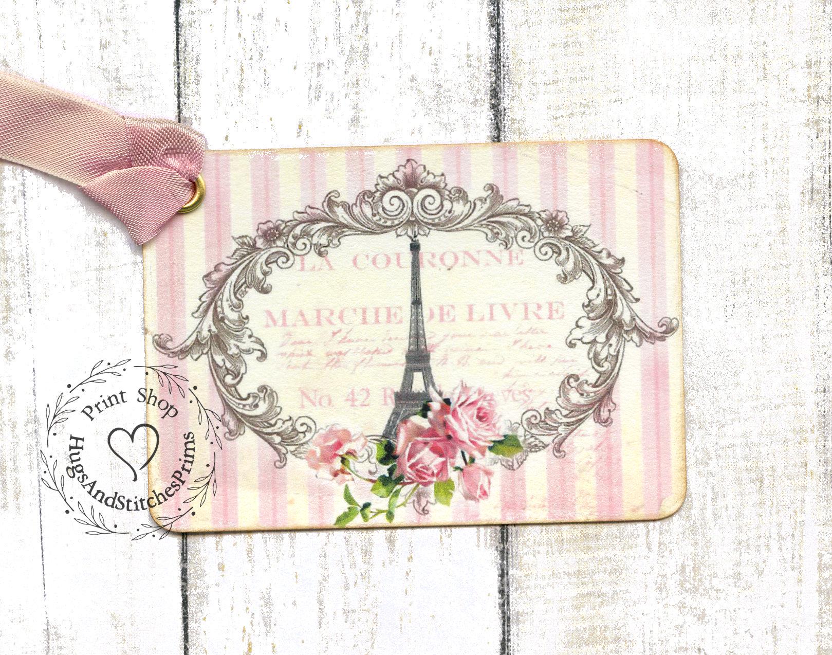 French Paris Eiffel Tower Gift or Scrapbook Tags or Magnet #572 - Etsy