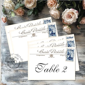Wedding Table Cards Vintage French Postcard Large Double Sided or Single Sided Table Place Cards or Signs #150
