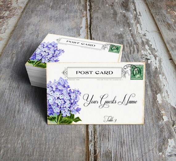 Personalized Recipe Cards - Vintage Hydrangeas 24 Cards