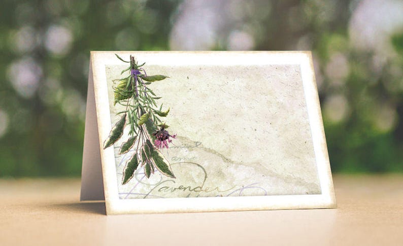 Wedding Place Cards Rustic Wildflowers Herbs Tent Style Place Cards or Table Place Cards #358