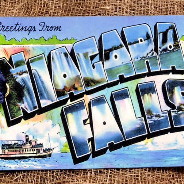 Greetings From Niagara Falls Large Letter Souvenir Postcard Gift or Scrapbook Tags or Magnet #G 20