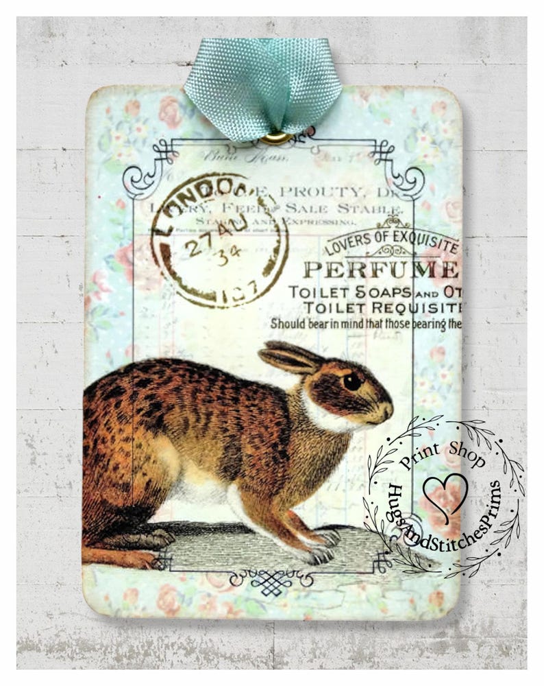 French Style Bunny Rabbit Gift or Scrapbook Tags or Magnet #592 - Etsy