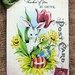 Retro Bunny Eggs Spring Tulip Easter Postcard Gift or Scrapbook Tags or Magnet #164