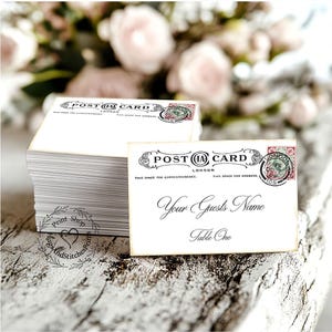 Wedding Place Cards Vintage British England London Postcard Flat Table Place Cards Seating Cards or Tags #369