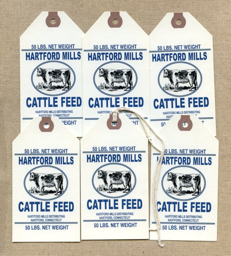Primitive Cattle Feed Cow Feedsack Gift or Scrapbook Tags Etsy