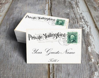 Wedding Place Cards Vintage Style Private Mailing Postcard Flat Table Place Cards or Tags #167