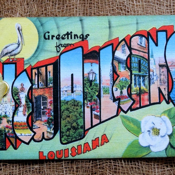 Greetings From New Orleans Louisiana Large Letter Souvenir Postcard Gift or Scrapbook Tags or Magnet  #G 9