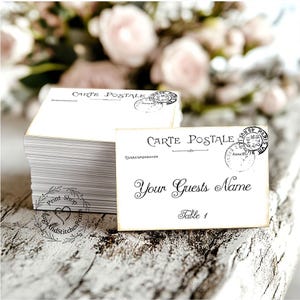 Wedding Place Cards Vintage Style French Postmark Postcard Flat Table Place Cards Seating Cards or Tags #420