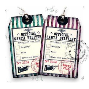 Santa Special Delivery Check Box Christmas Gift or Scrapbook Tags #521
