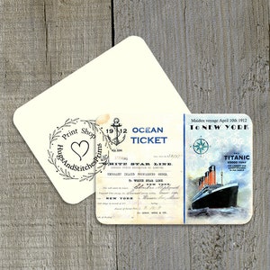 Titanic Ship Ticket Gift or Scrapbook Tags or Magnet 431 NO holes or ribbons