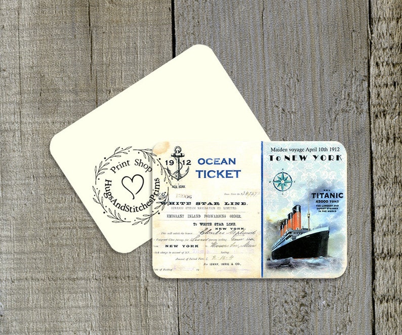 Titanic Ship Ticket Gift or Scrapbook Tags or Magnet 431 NO holes or ribbons