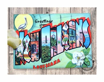 Greetings From New Orleans Louisiana Large Letter Souvenir Postcard Gift or Scrapbook Tags or Magnet  #G 9