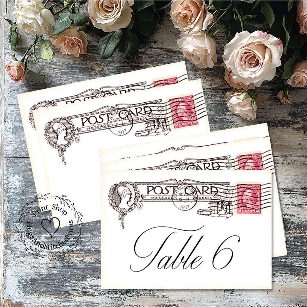 Table Postcards Wedding Table Cards Vintage Style Postcard Large Double Sided or Single ...