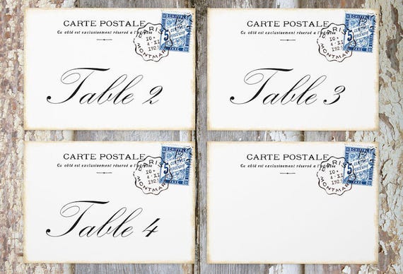 VINTAGE STYLE FRENCH POSTCARD WEDDING PLACE CARDS TAGS or ESCORT CARDS #150 
