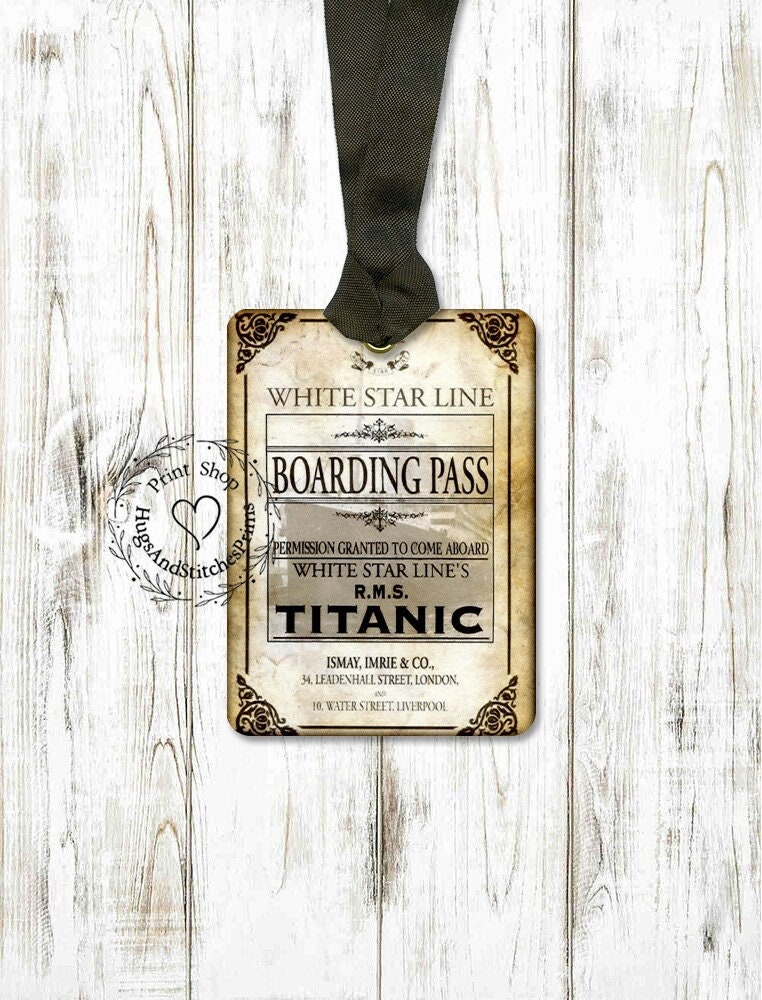 Titanic Ship Boarding Pass Ticket Gift or Scrapbook Tags or