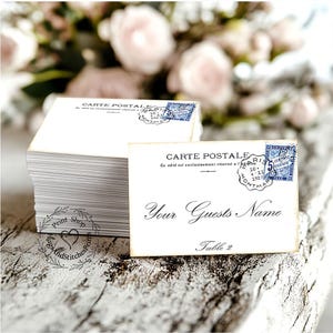 Wedding Place Cards Vintage Style French Postcard Table Flat Place Cards Seating Cards or Tags #109