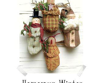 Homespun Winter Christmas Ornament Digital Pattern Download #123
