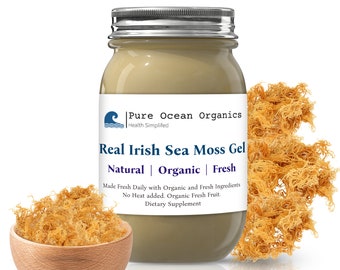 BUY 2 GET 1 FREE! Pure Gold Irish Sea Moss Gel Wild Harvested Organic Irish Sea Moss Gel No Chemical Additives or Preservatives