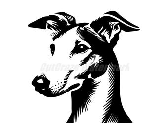 A stencil-style Ibizan Hound Svg Dxf and Png files - instant digital downloads