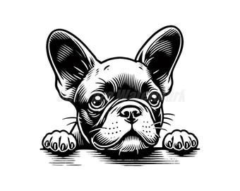 Peeking French Bulldog Graphic – Frenchie SVG, PNG, DXF (Digital Downloads)