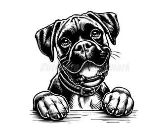 Cute Peeking Boxer Dog SVG – Commercial Use (Digital Download)