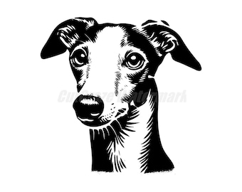 A stencil-style Italian Greyhound Svg Dxf and Png files - instant digital downloads