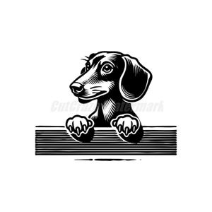 Niedlicher spähender Pose Dackel Hund Dxf und Png - sofortiger digitaler Download