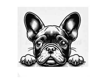 Peeking French Bulldog Art – Frenchie Pet Lover SVG, PNG (Digital Downloads)