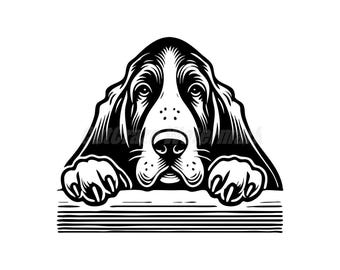 Cute Peeking Basset Hound Vector – SVG, DXF, PNG Files (Digital Download)