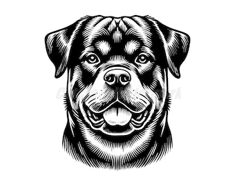 Vector stencil Rottweiler Svg Dxf and Png files - instant digital downloads