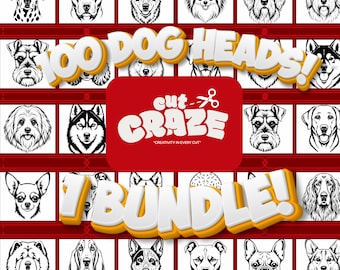 100 Dog Heads SVG Bundle | Dog Breed | PNG DXF | Cricut Silhouette Laser Cut Files